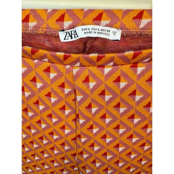 ZARA Jacquard Geometric Print Flared Knit 70s Trousers Pants Size Large EUC - Picture 3 of 6